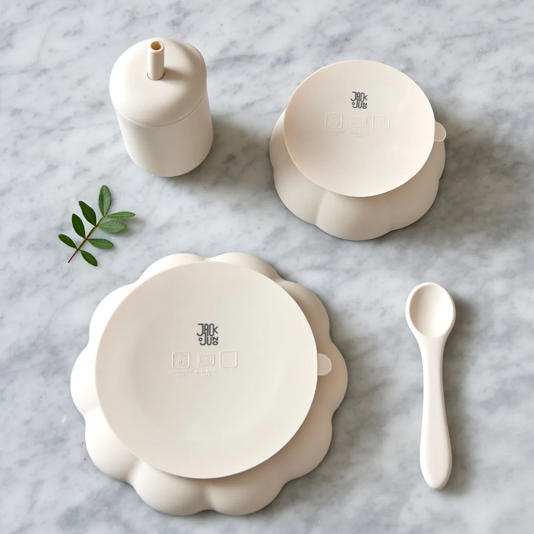 Valgymo indelių komplektas „Kreminė gėlė“ - Image 2