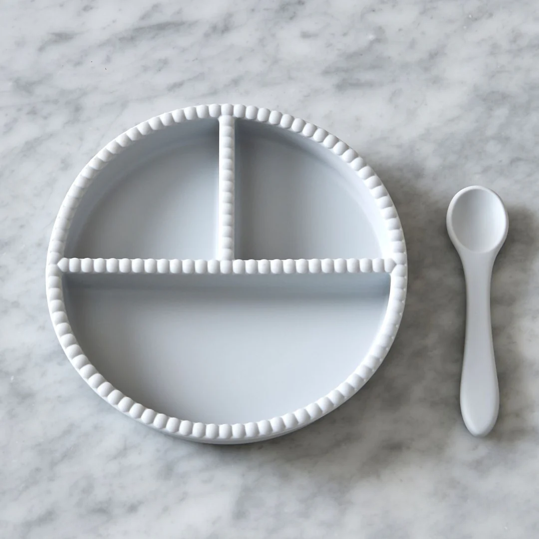 Lėkštė su šaukšteliu „Pilki burbuliukai“